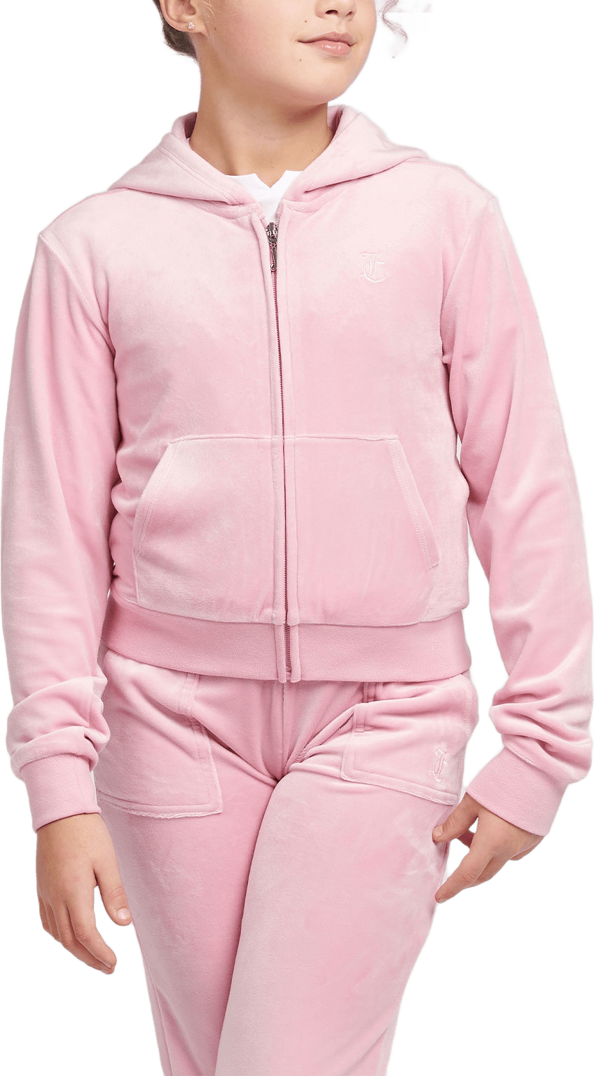 Sweater Tonal Embro Velour Zip Thru Hoodie, från Juicy Couture, i färgen Pink Nectar.