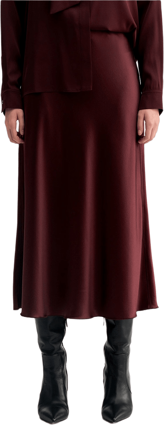 Hana satin silk skirt, från Ahlvar Gallery, i färgen Burgundy.