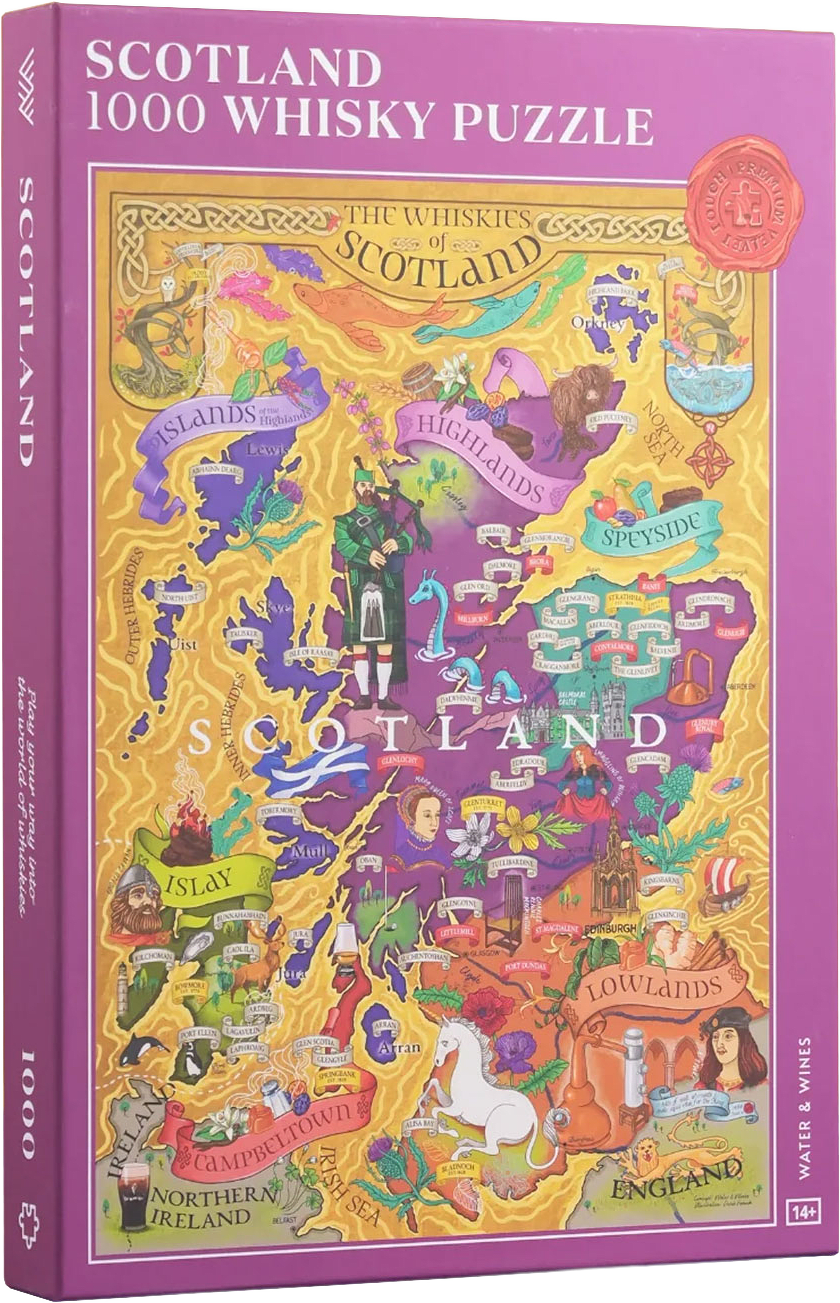 Whiskypussel - Skottland 1000 bitar, från Water & Wines, i färgen Purple.