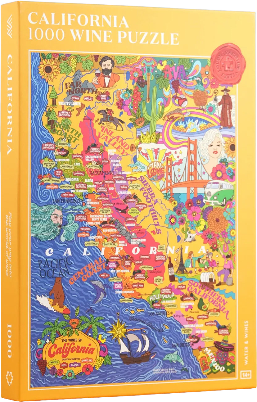 Vinpussel - Kalifornien 1000 bitar, från Water & Wines, i färgen Bright Yellow.