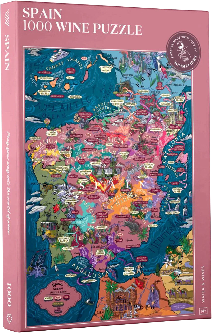 Vinpussel - Spanien 1000 bitar, från Water & Wines, i färgen Pink.
