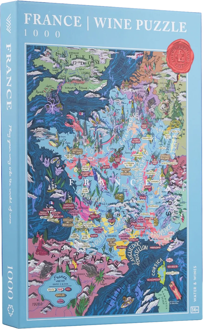 Vinpussel - Frankrike 1000 bitar, från Water & Wines, i färgen Light Blue.