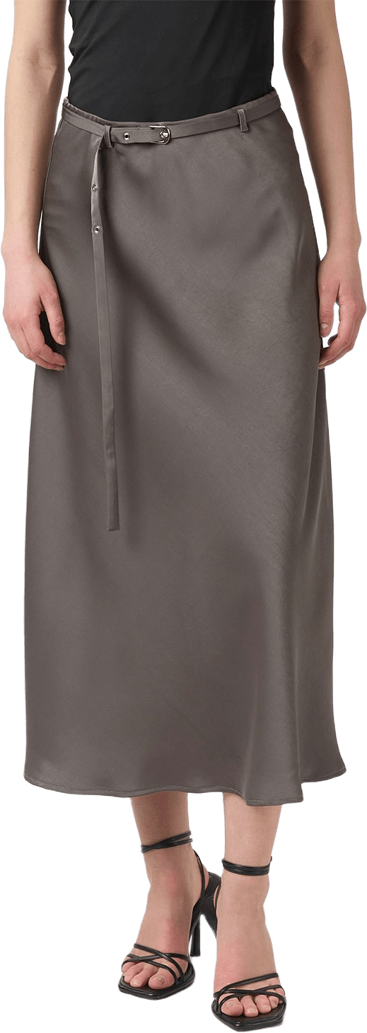 Innell Heavy Sateen Skirt, från Neo Noir, i färgen Warm Grey.