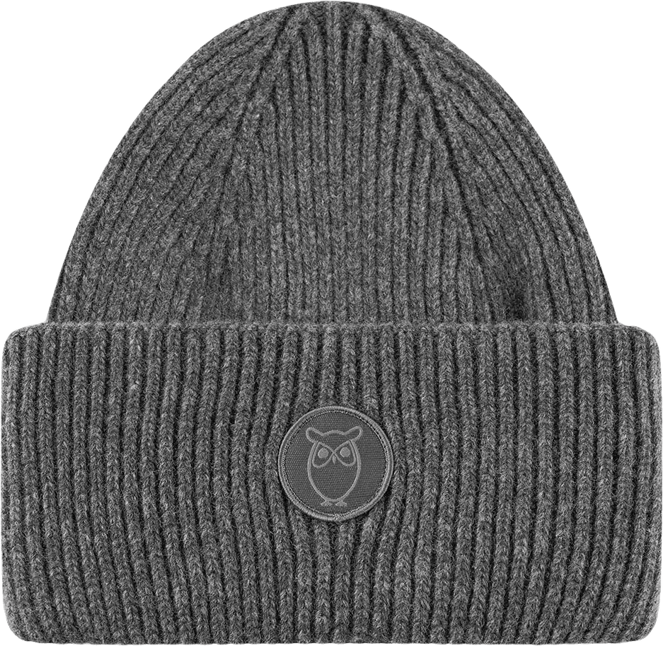 Big Rib Beanie - RWS, från Knowledge Cotton Apparel, i färgen Dark Grey Melange.