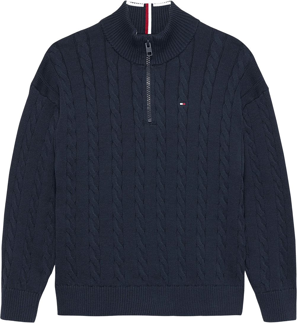 Kabelstickad tröja half-zip