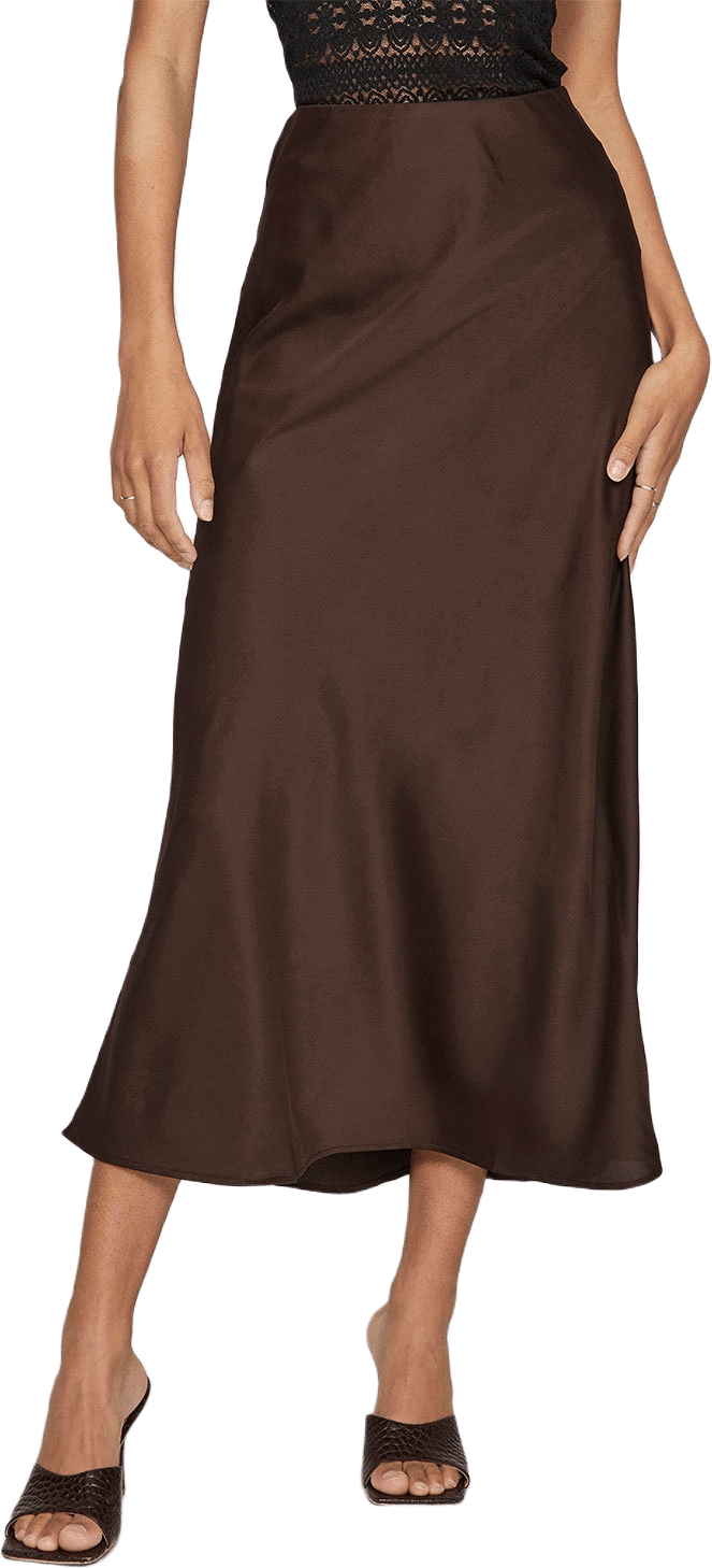 Viellette Hw Midi Skirt, från Vila, i färgen Coffee Bean.