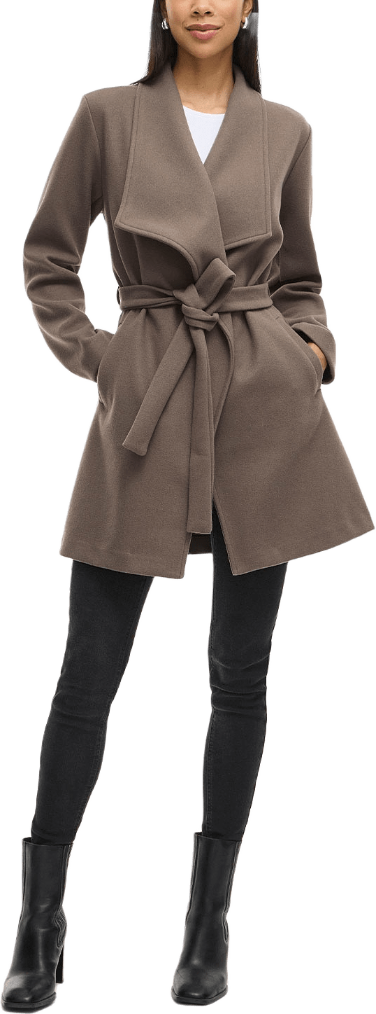 Vicooley Collar Belt Coat