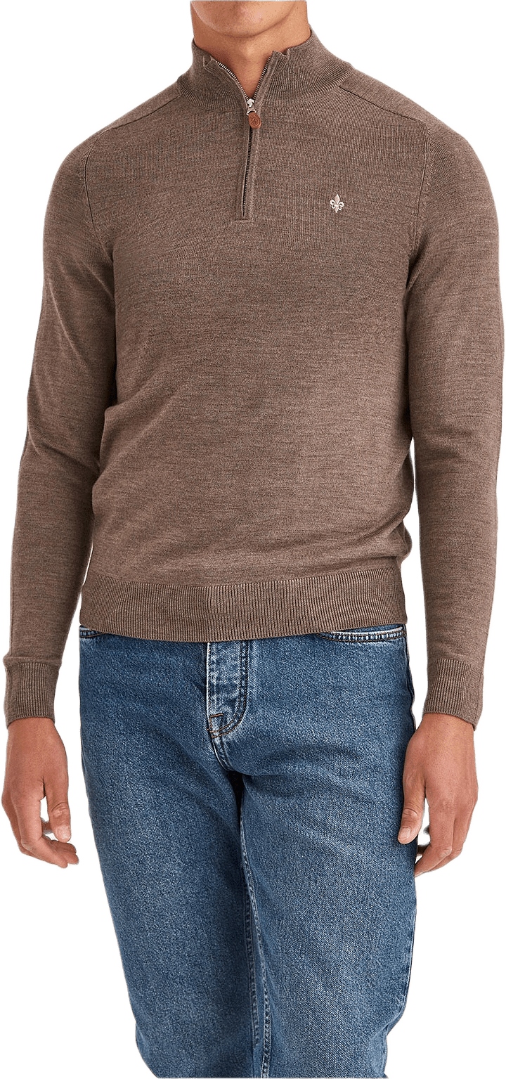 Merino John Zip, från Morris, i färgen Brown.