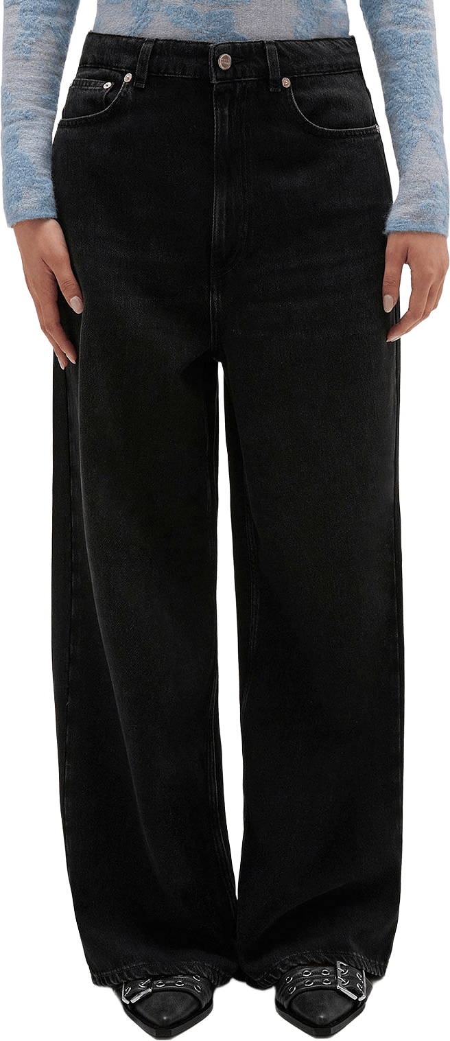 Soft Rigid Denim Baggy Jeans, från GANNI, i färgen Black Washed.
