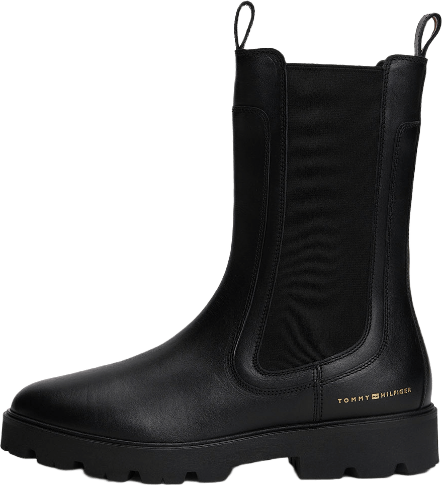 Leather Cleat Mid Chelsea Boots, från Tommy Hilfiger, i färgen Black.