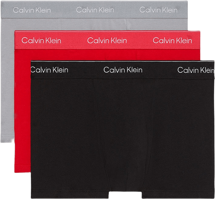 3 Pack Relaxed Trunks - Icon Cotton Stretch, från Calvin Klein, i färgen Black W/ Dtm Wb/Adrenaline Rush W/.
