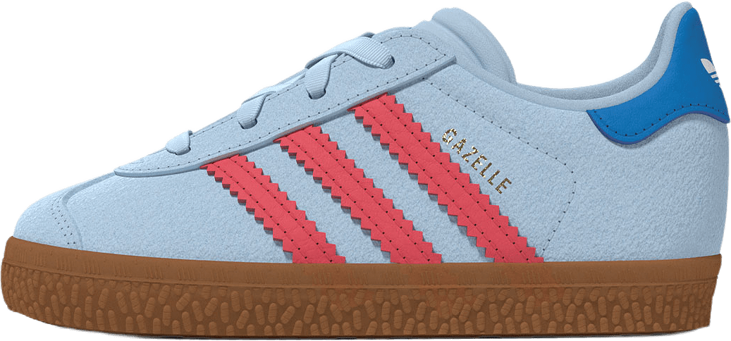 Barnskor Gazelle med elastiska snören och komfort, från Adidas Originals, i färgen Crsk/Selure/Blubir.