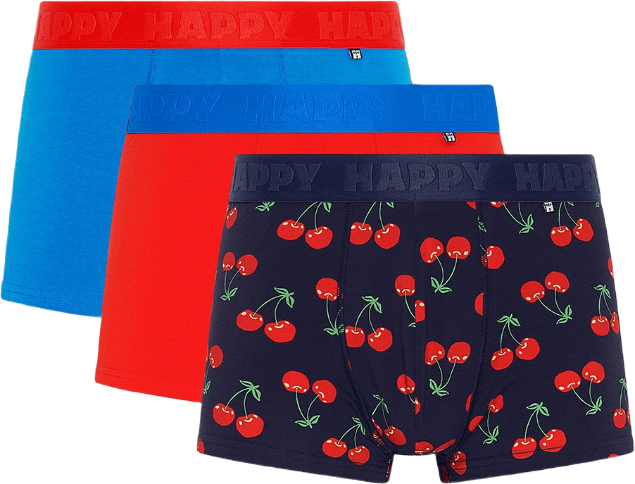 3-Pack Cherry Short Boxers, från Happy Socks, i färgen Navy.