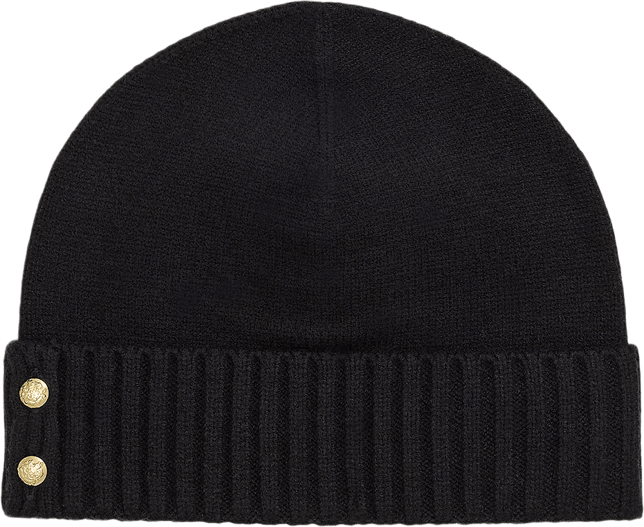 Button-Trim Knit Beanie, från Lauren Ralph Lauren, i färgen Black.