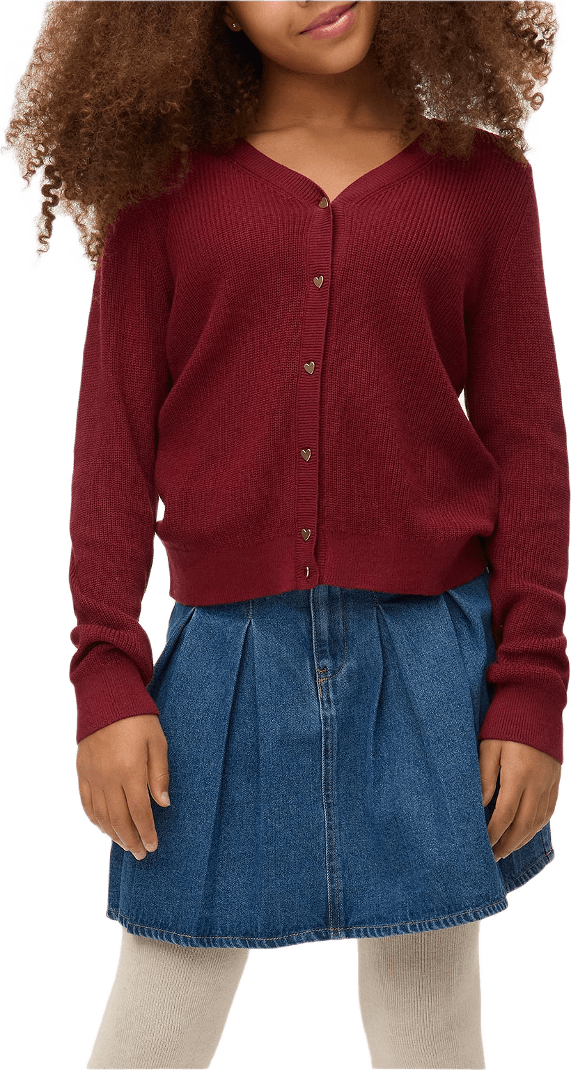 Ribbstickad cardigan med hjärtan
