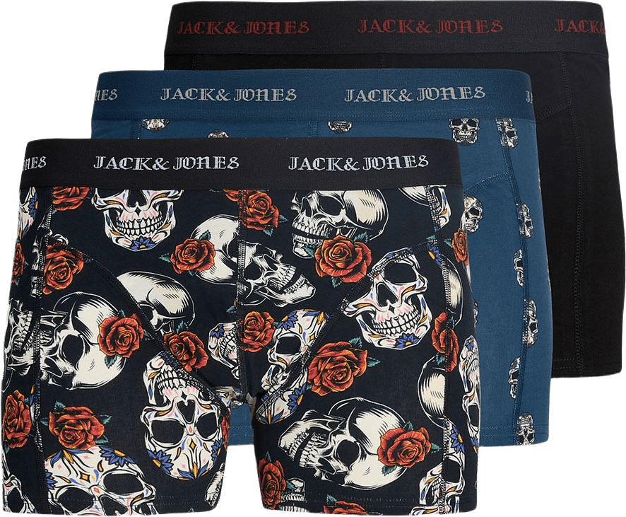 Trunks JACMURPHY SKULL 3-pack, från Jack & Jones, i färgen Titan Black - Black.