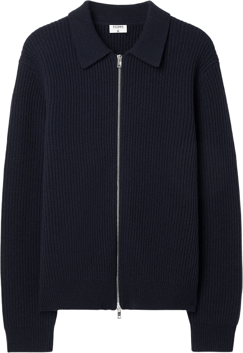 Ribbed Wool Zip Cardigan, från Filippa K, i färgen Navy.