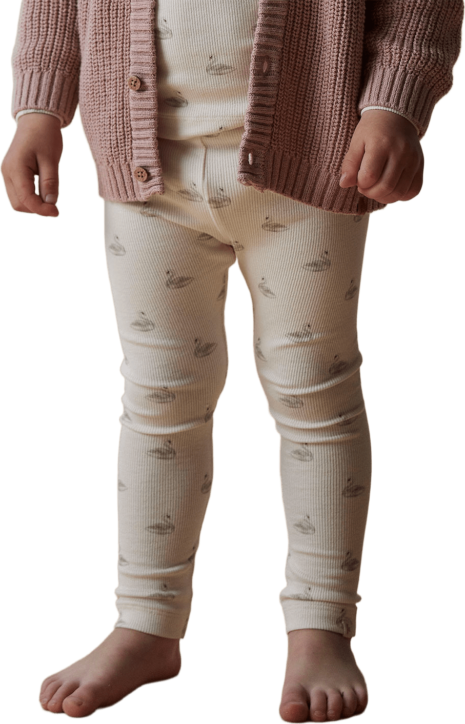 Gavo slim leggings, från Lil'Atelier, i färgen Pastel Parchment Swan.