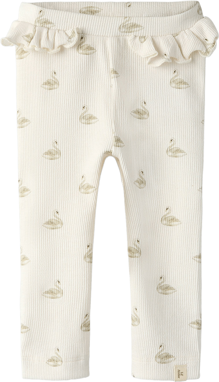 Gavo slim leggings, från Lil'Atelier, i färgen Pastel Parchment Swan.