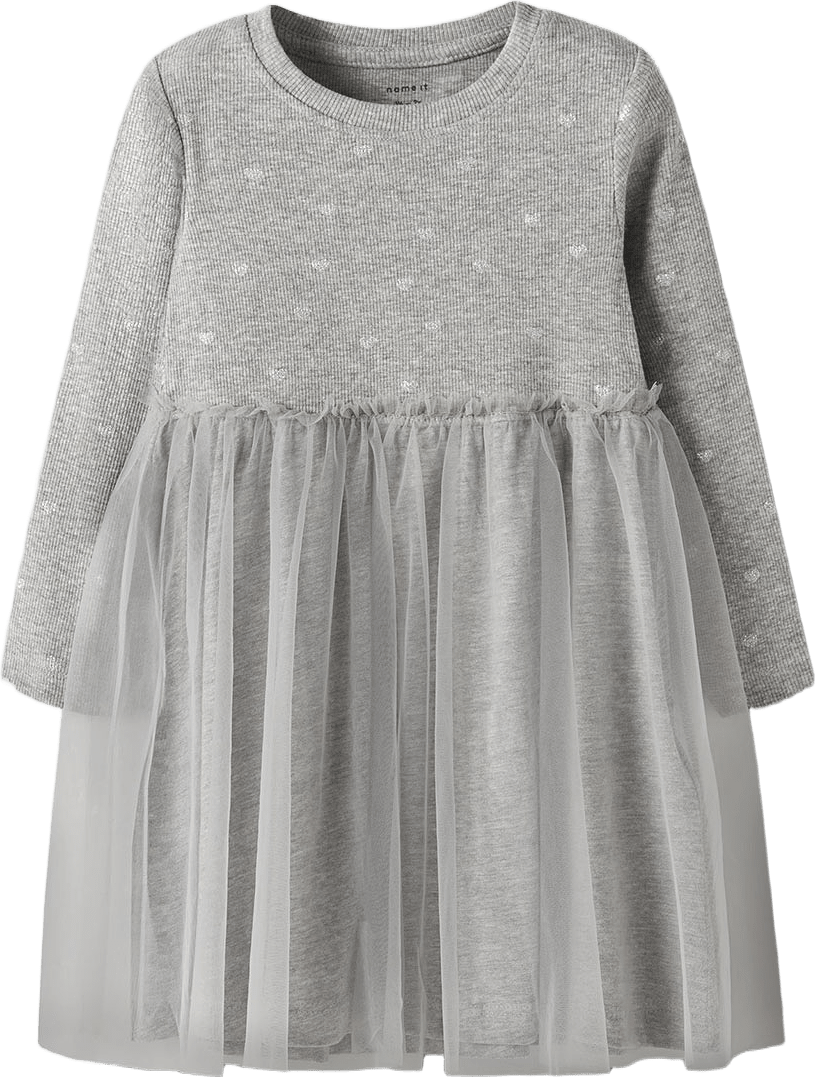 NADJA LS DRESS, från Name It, i färgen Grey Melange.