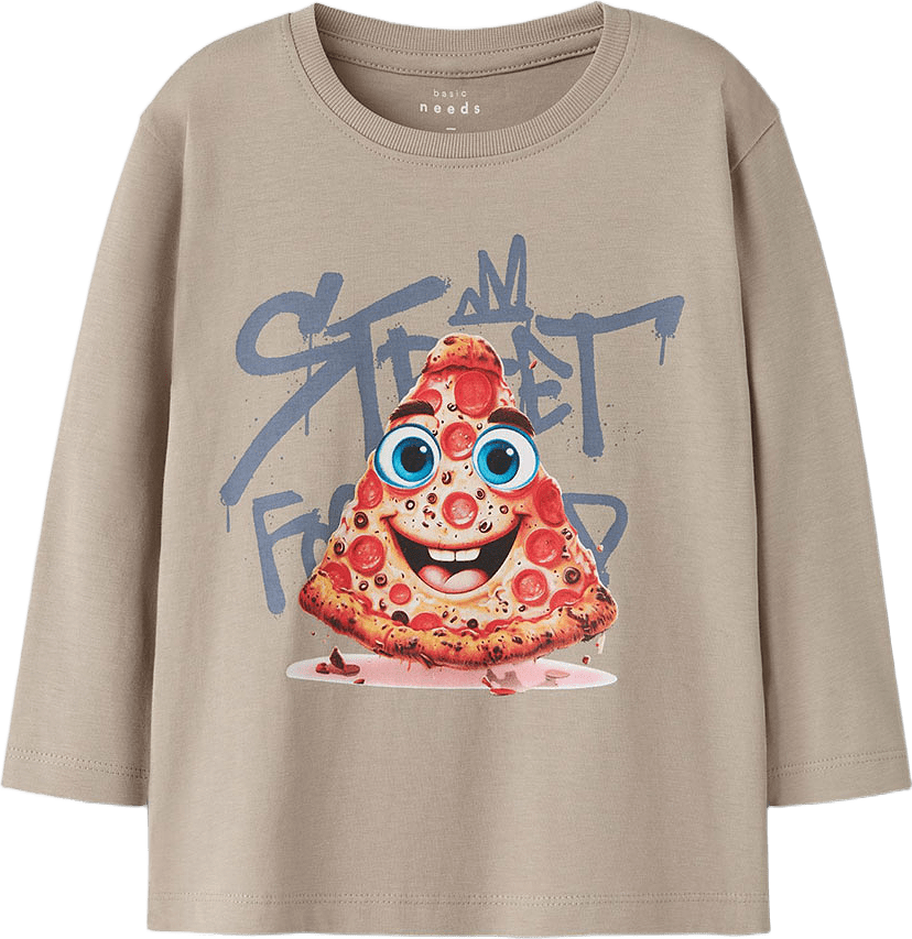 Nmmvoto Ls Nreg Top, från Name It, i färgen Island Fossil Pizza.