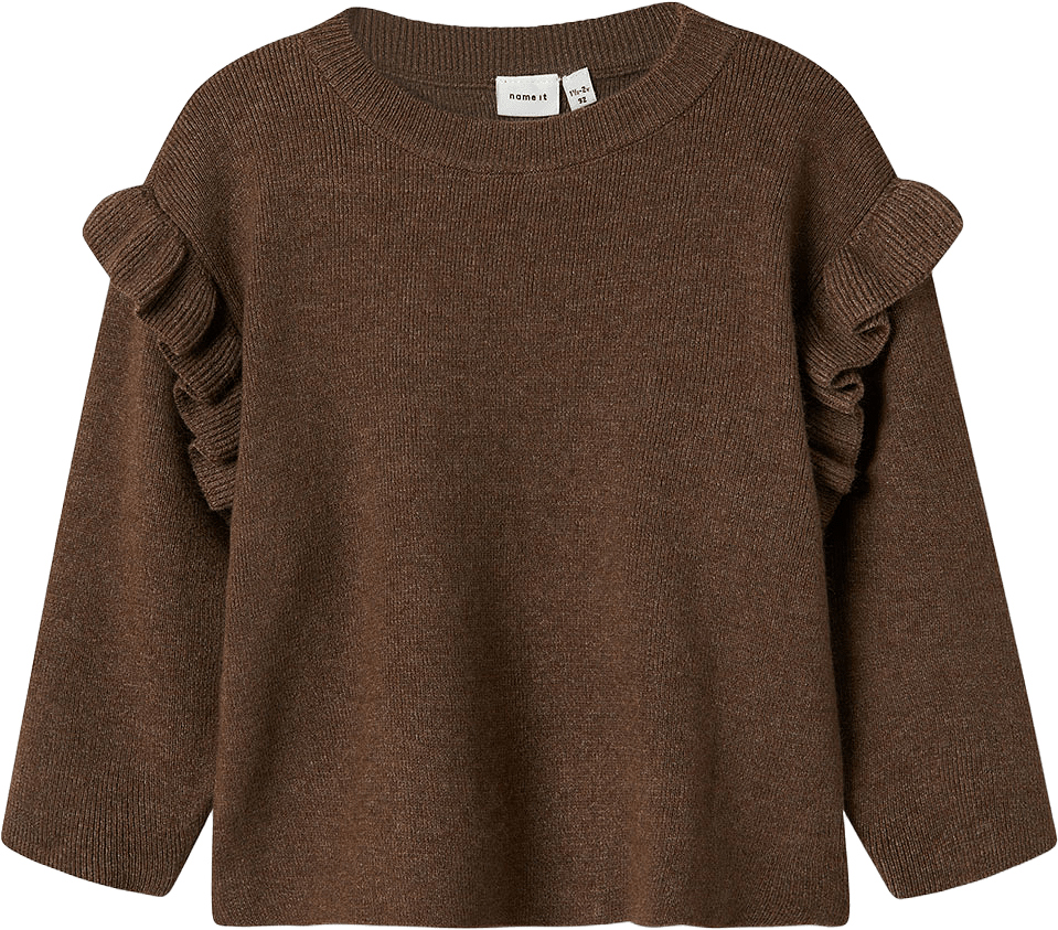 Nmfnalia Ls Knit, från Name It, i färgen Peppercorn.