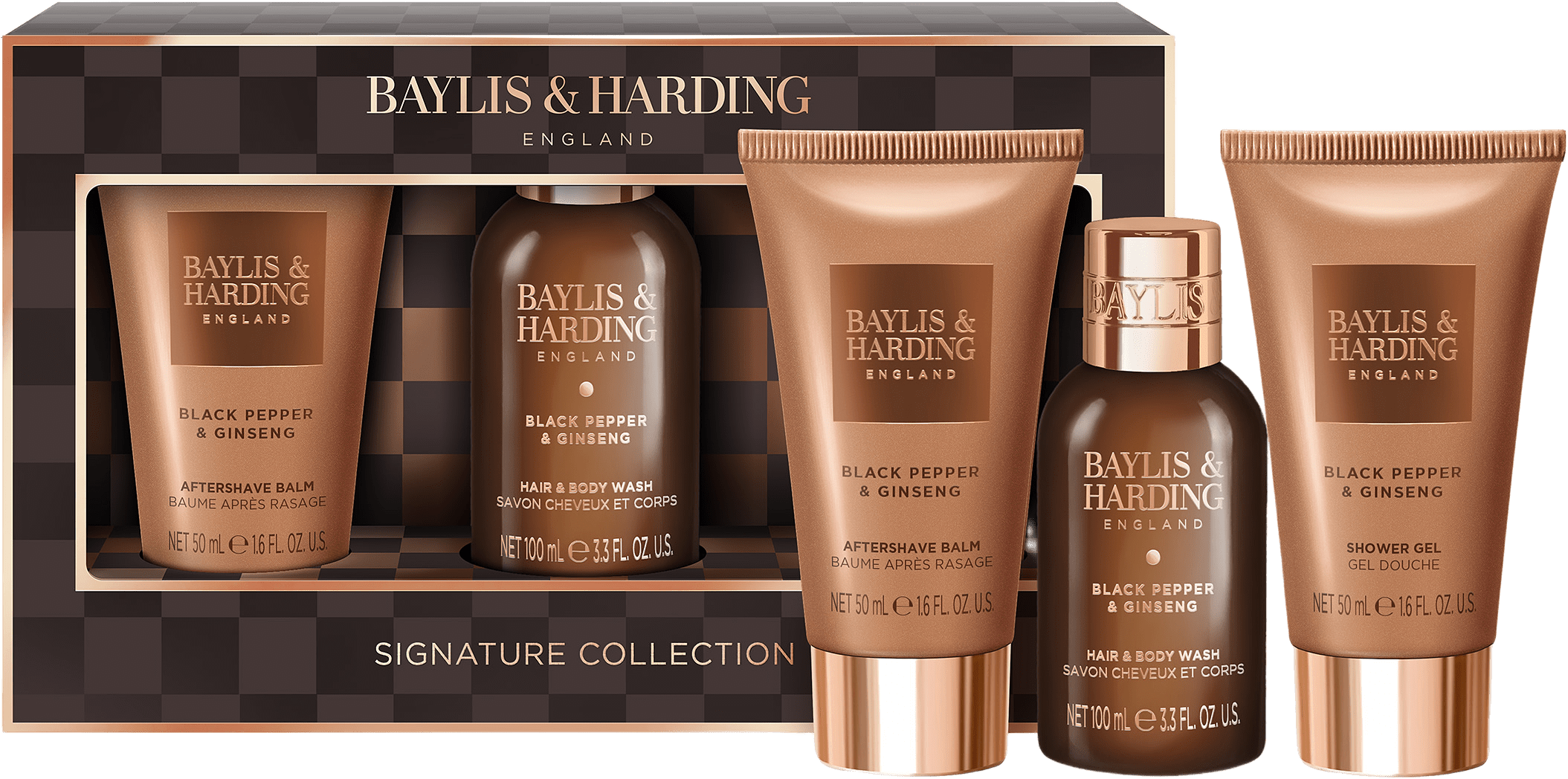 Men`s Black Pepper & Ginseng Travel Trio Gift Set, från Baylis & Harding.