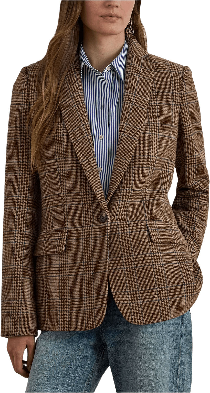 Glen Plaid Wool-Blend Twill Blazer