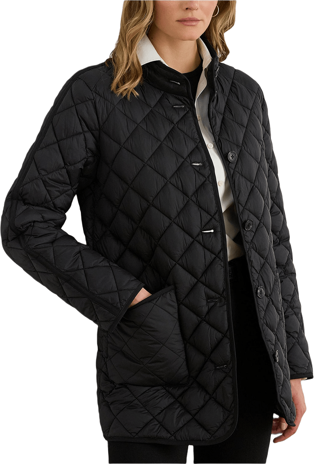 Hooded Diamond-Quilted Down Coat, från Lauren Ralph Lauren, i färgen Black.