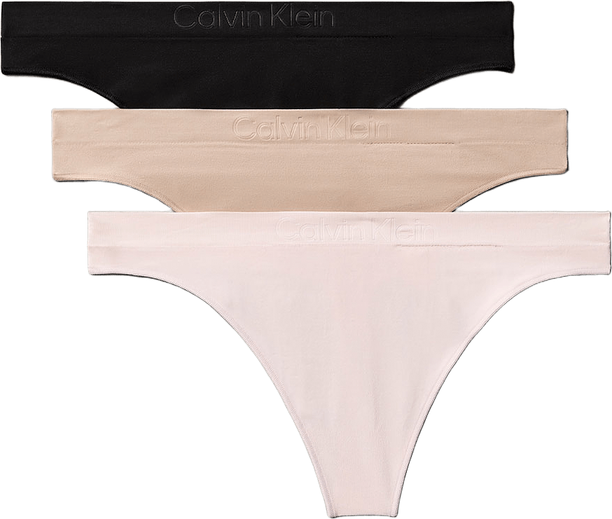 3 Pack Thongs - Bonded Flex Seamless, från Calvin Klein, i färgen Black/ Cedar/ Eggshell.