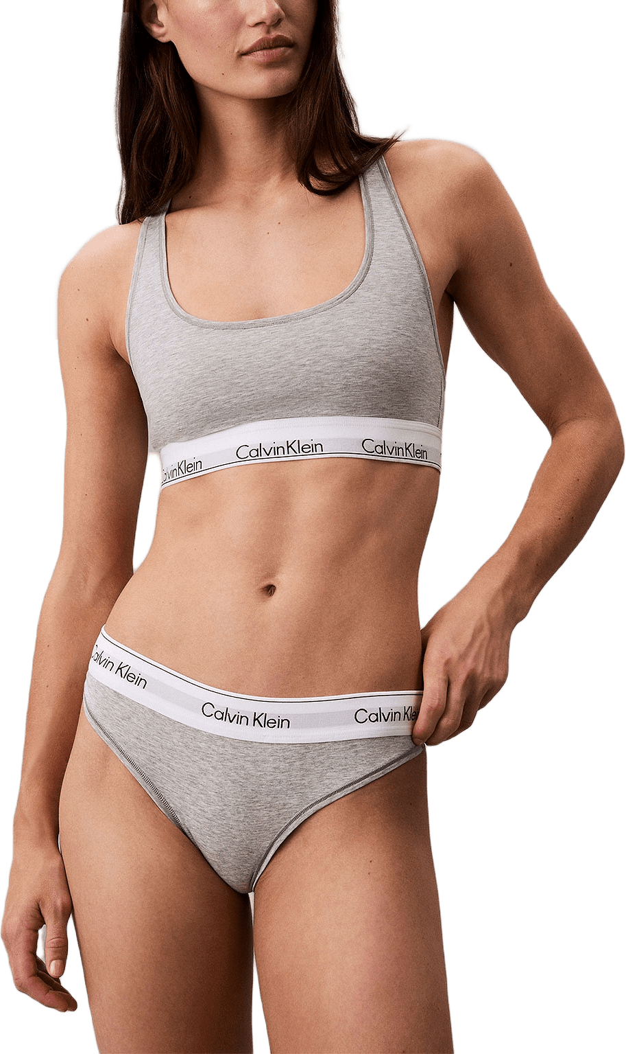 Trosa i String modell i skön Bomull & modal blandning, från Calvin Klein, i färgen Grey Heather.