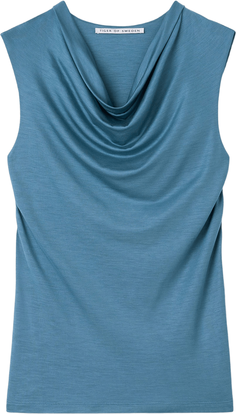 Jela Topp Med Draperad Hals, från Tiger of Sweden, i färgen Stone Blue.