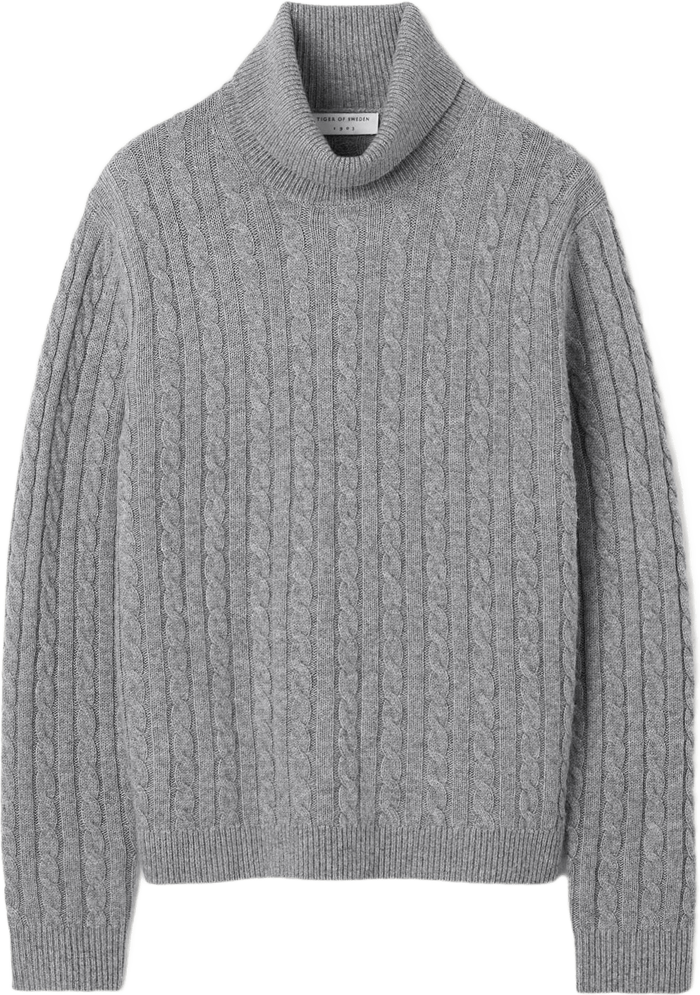 Wilde Stickad Tröja i Ull och Kashmir, från Tiger of Sweden, i färgen Light Grey Melange.