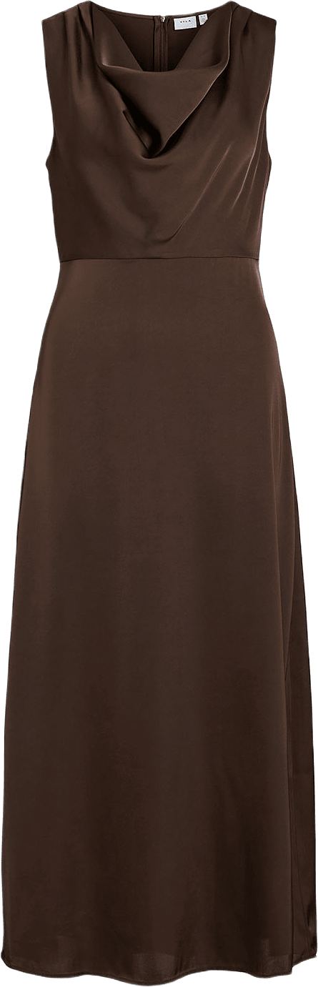 VIRAVENNA Lång klänning, från Vila, i färgen Coffee Bean Solid.