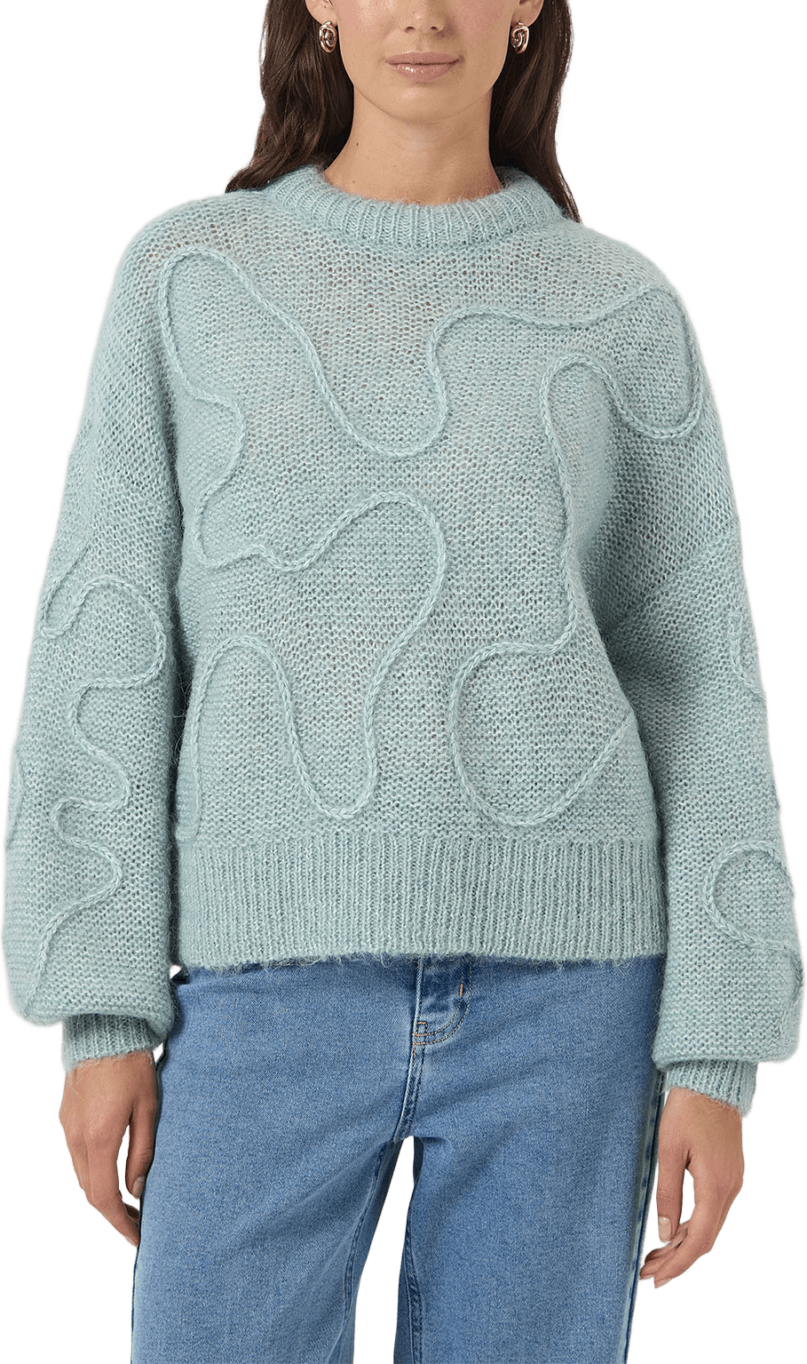 YASBRIDA Pullover i ullblandning, från Y.A.S, i färgen Silver Blue Silver Metallic.