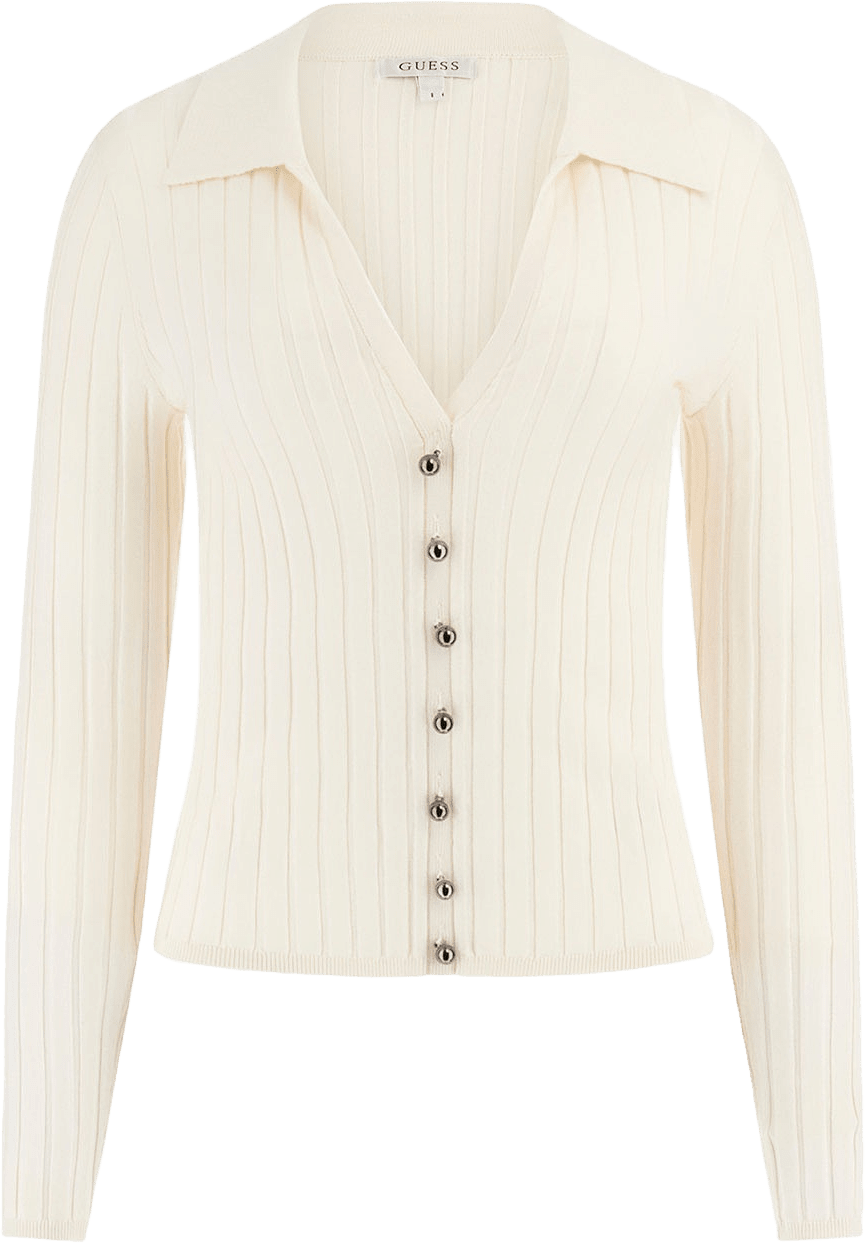 Ls Vn Rib Miranda Swtr, från Guess, i färgen Dove White.