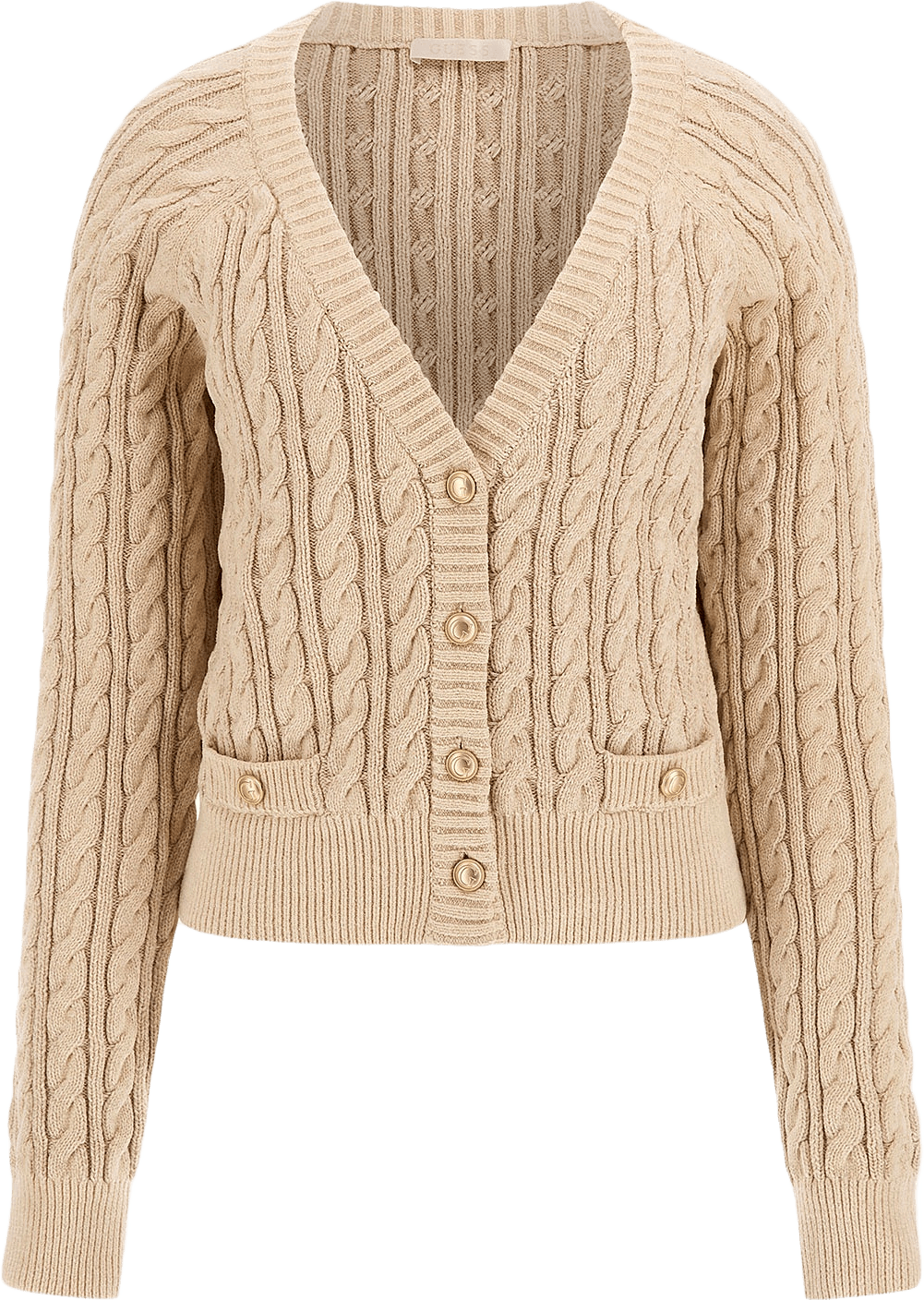 Ls Vn Giselle Cardi Swtr, från Guess, i färgen Cream Vanise.