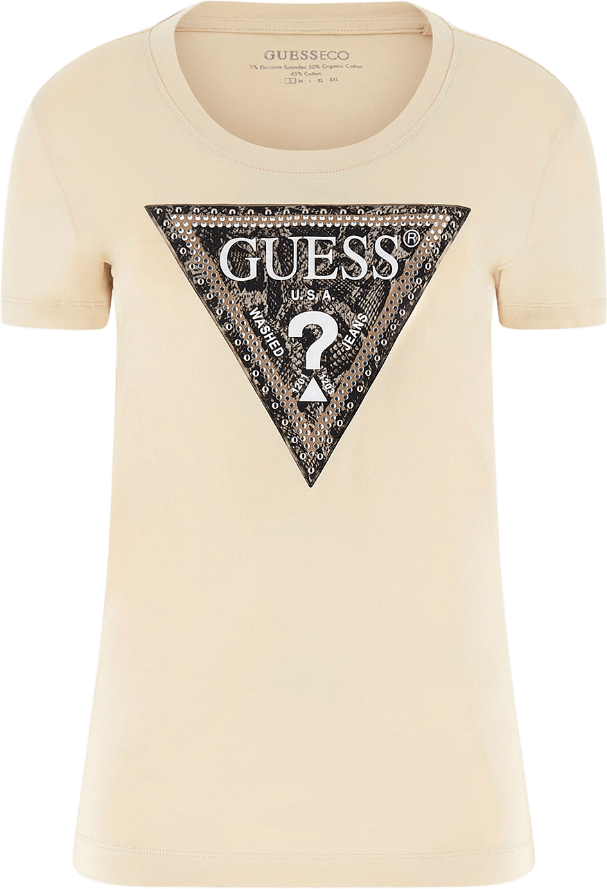 Ss Cn Triangle Python Tee, från Guess, i färgen River Gravel.