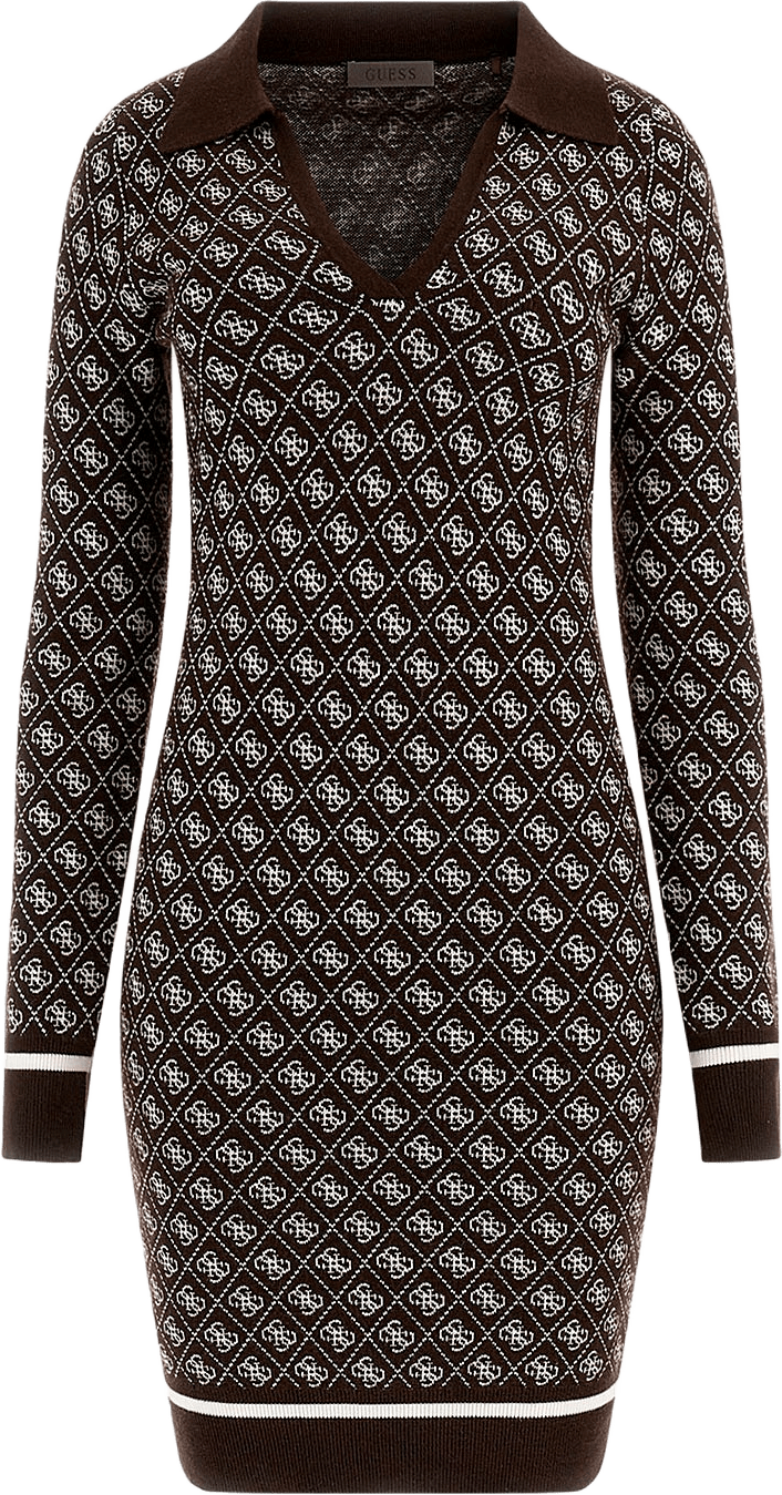 Ls Polo Aubrey 4G Swtr Dress, från Guess, i färgen 4g Brown And Cream.