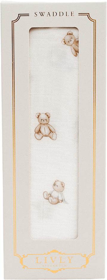 Teddy Tay Swaddle, från Livly, i färgen White.