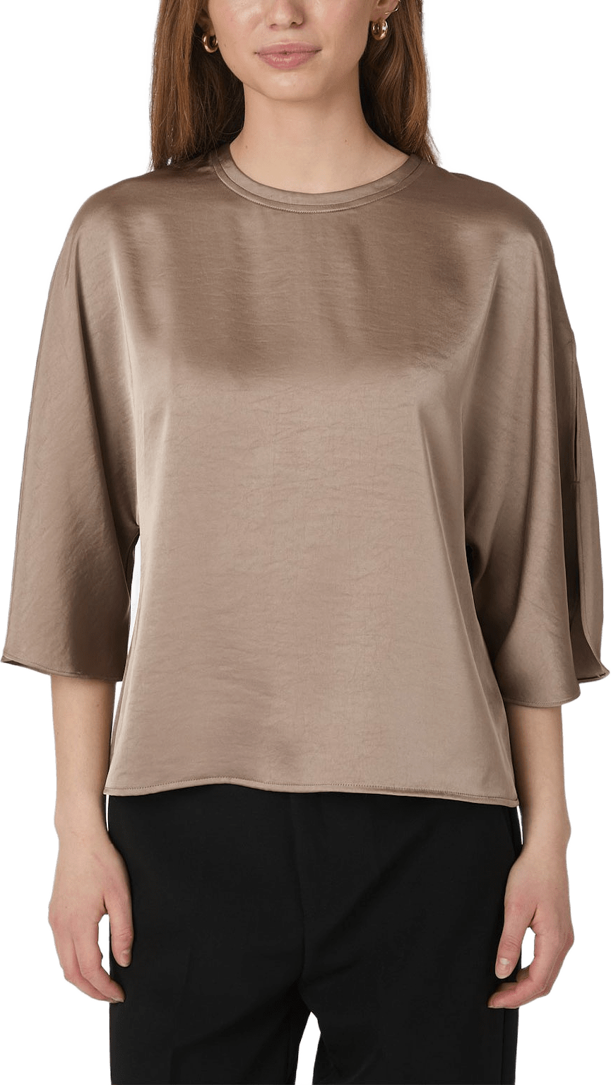 Liora Heavy Sateen Blouse, från Neo Noir, i färgen Dark Taupe.