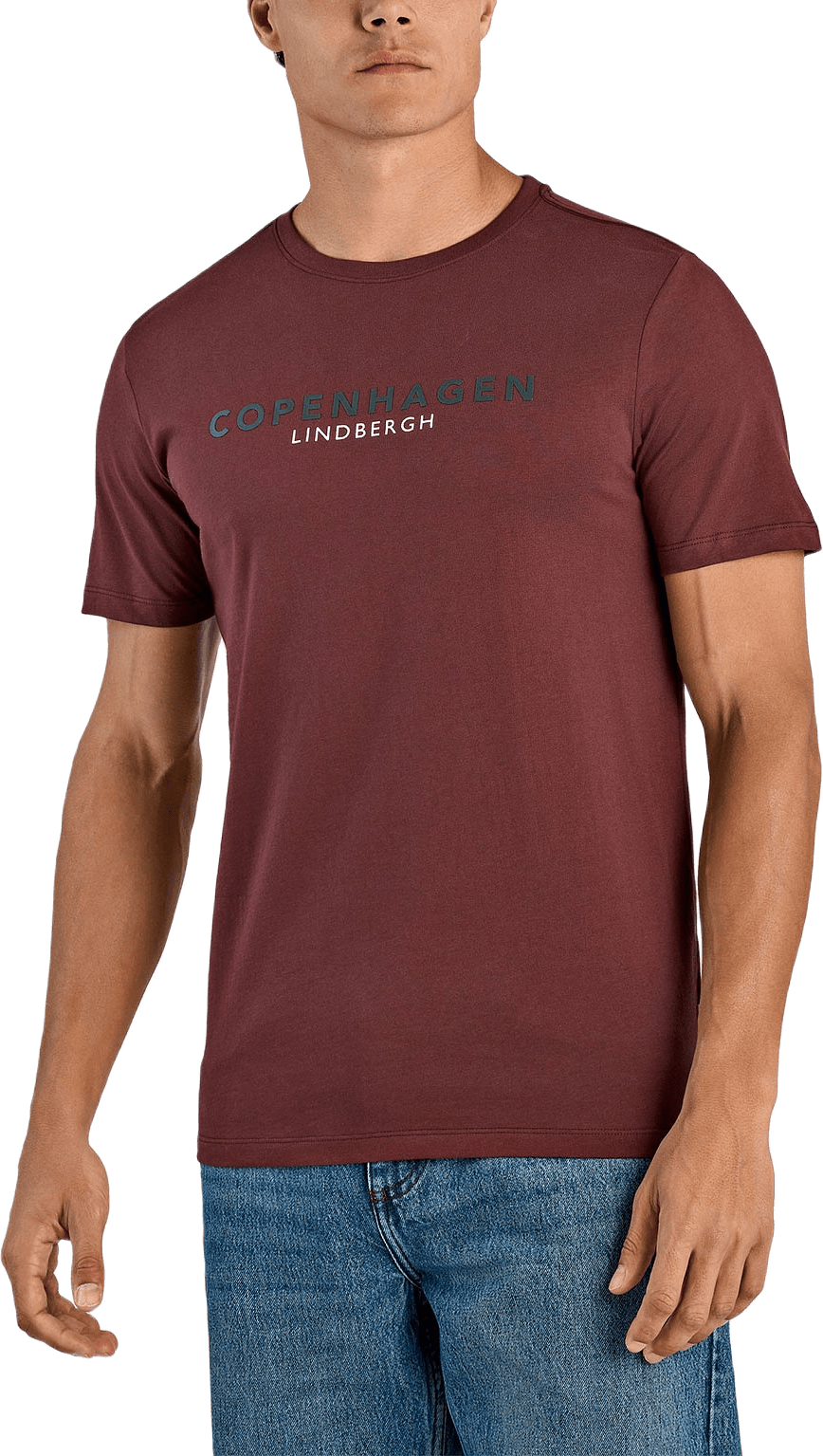 Lindbergh Copenhagen print tee S/S T-Shirt, från Lindbergh, i färgen Burgundy.