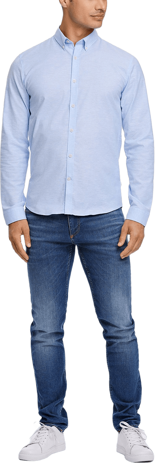 Oxford Superflex Shirt L/S, från Lindbergh, i färgen Lt Blue Mix.