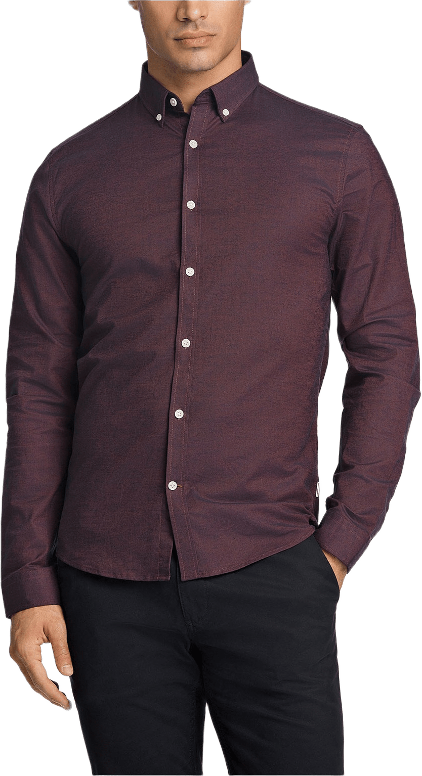 Oxford Superflex Shirt L/S, från Lindbergh, i färgen Deep Red Mix.