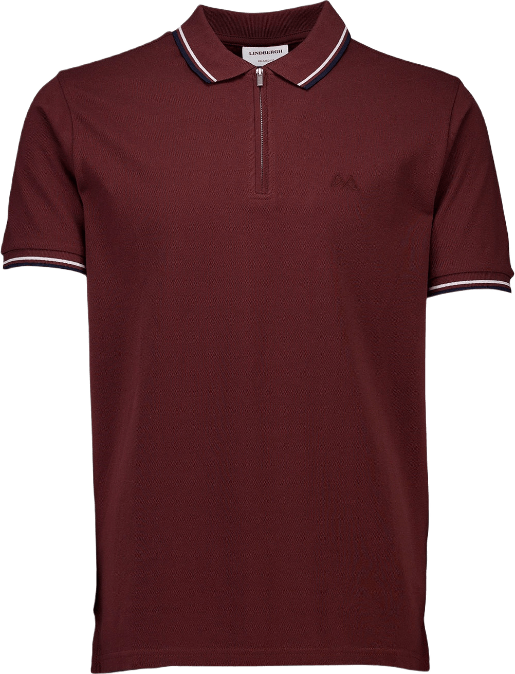 Polo shirt w. zip neck, från Lindbergh, i färgen Burgundy.