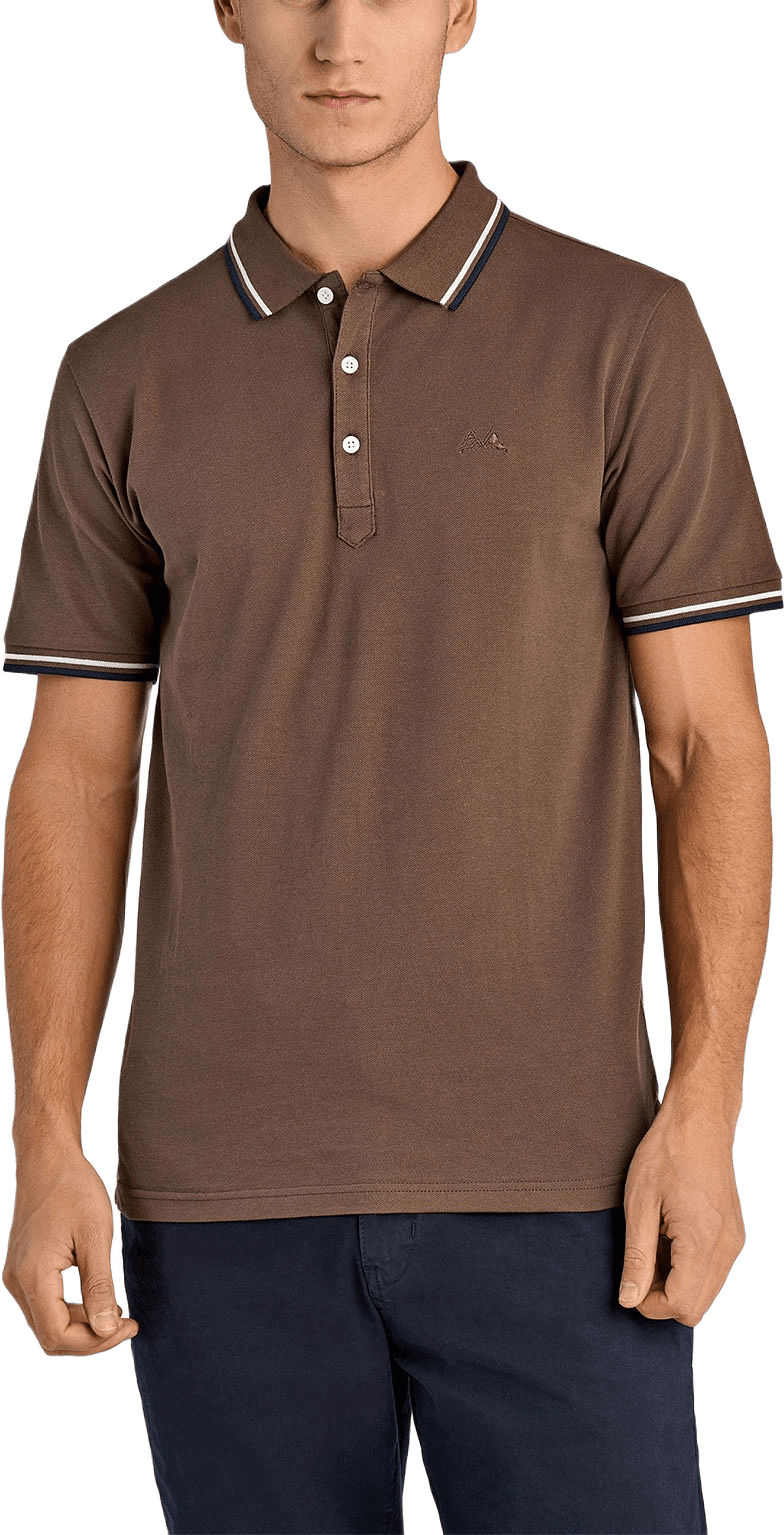 Polo shirt w. contrast piping, från Lindbergh, i färgen Dk Brown.