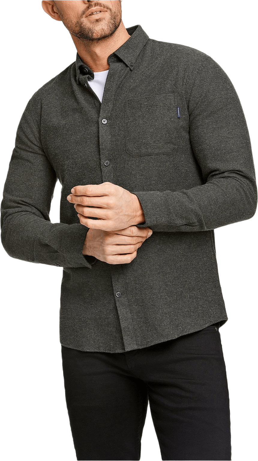 Lindbergh Brushed twill Shirt L/S, från Lindbergh, i färgen Army.