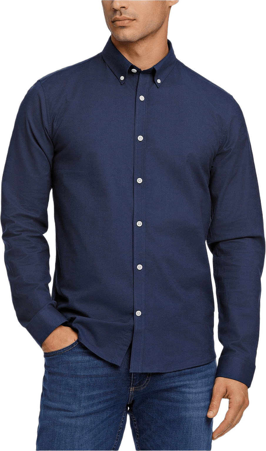 Oxford Superflex Shirt L/S, från Lindbergh, i färgen Navy Mix.
