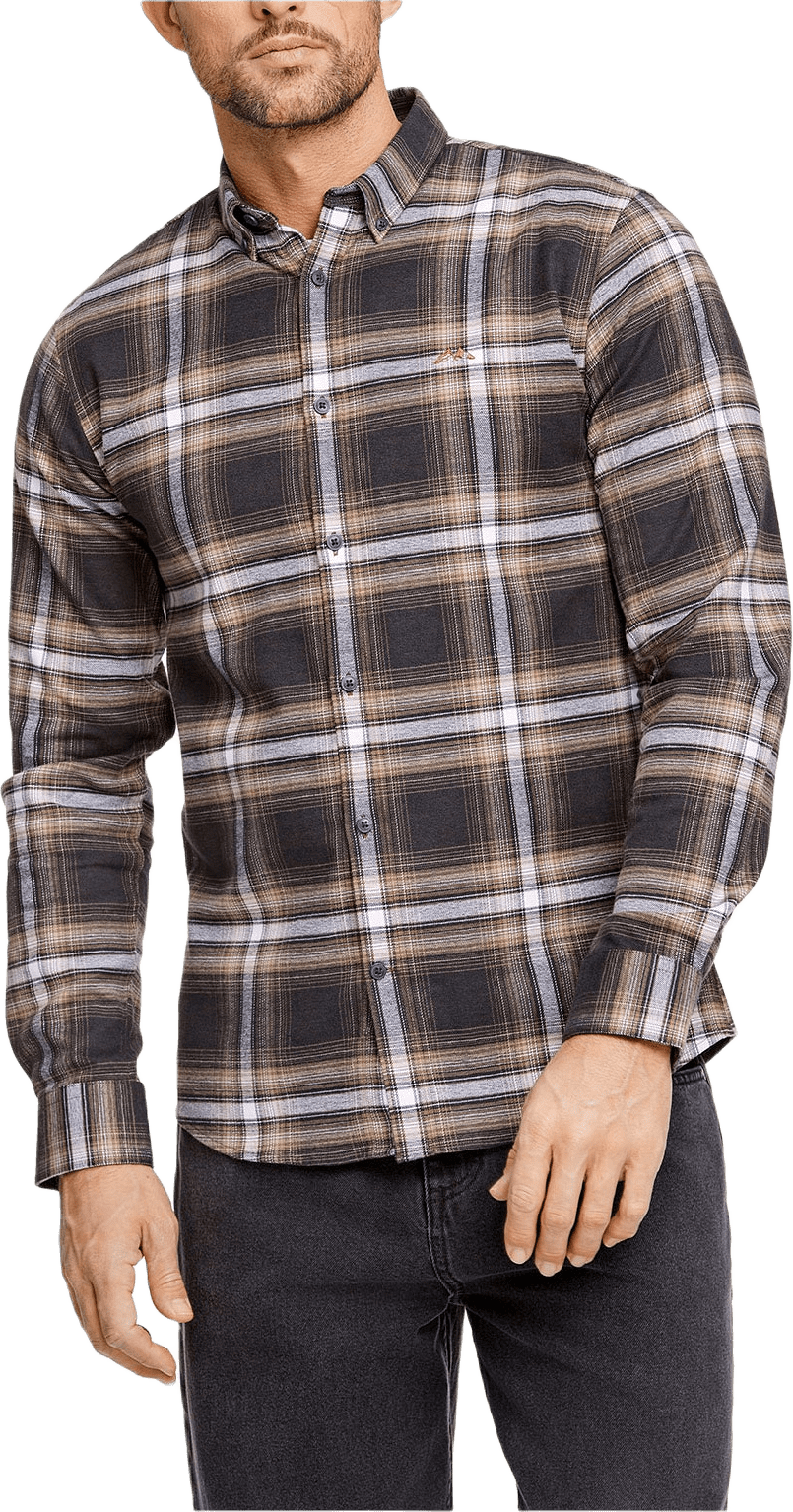 Lindbergh Brushed checked Shirt L/S, från Lindbergh, i färgen Dk Brown.