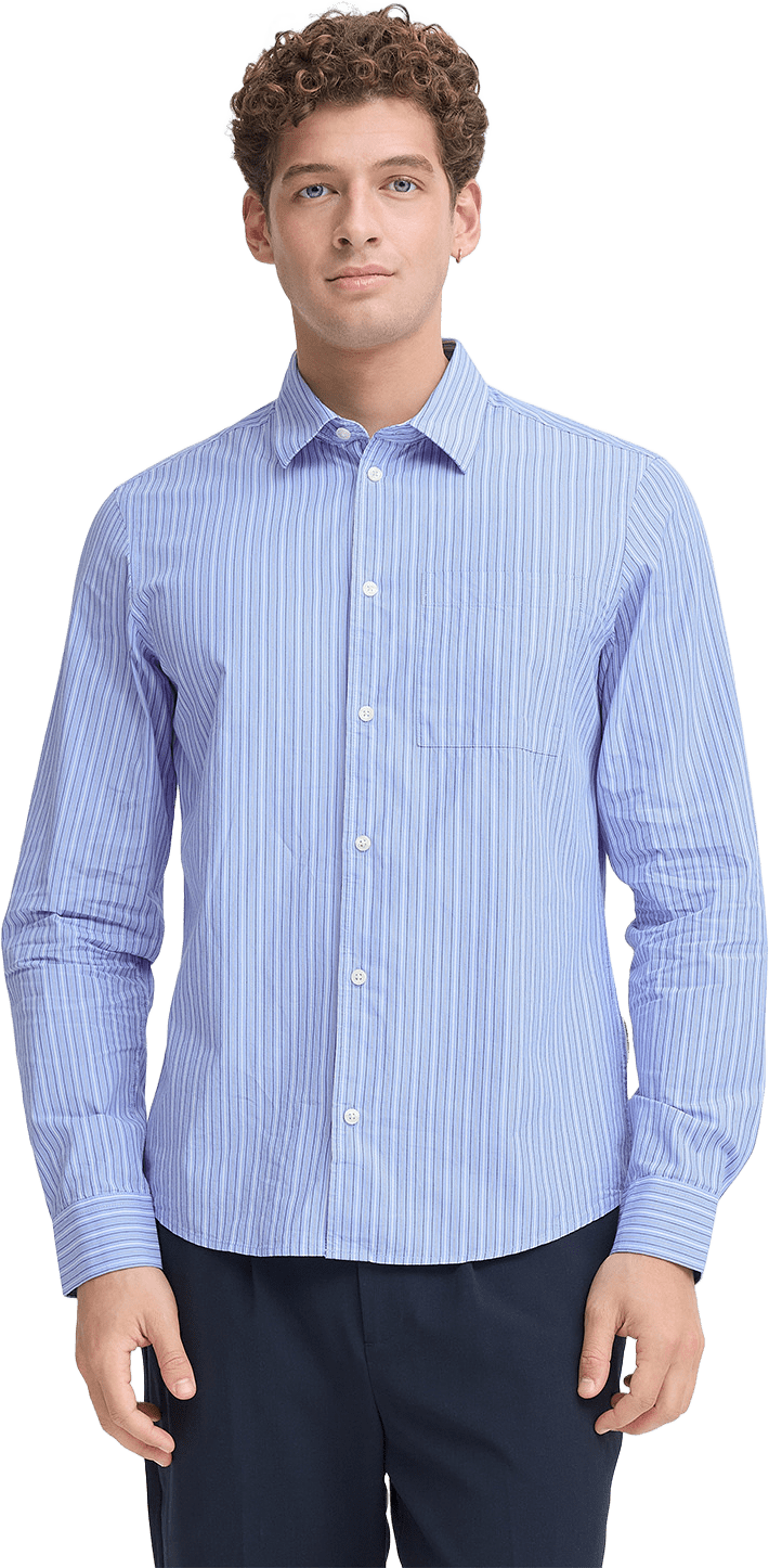 Jansson Striped Shirt, från Casual Friday, i färgen Vista Blue.